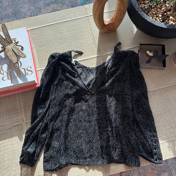 ba&sh Cadia Silk Blend Sheer Long Sleeve Blouse - Picture 4 of 5